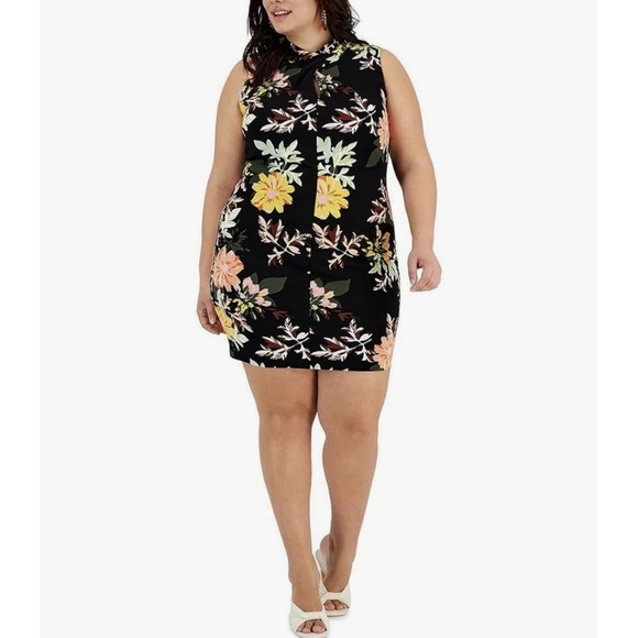 Rachel Roy Sleeveless Floral Stretch Dress Women's Size 14W - Picture 10 of 11